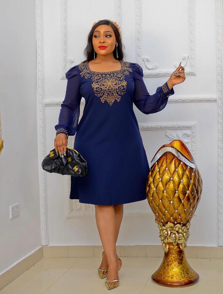 Elegant Turkey Dresses Design 01(Navy Blue)