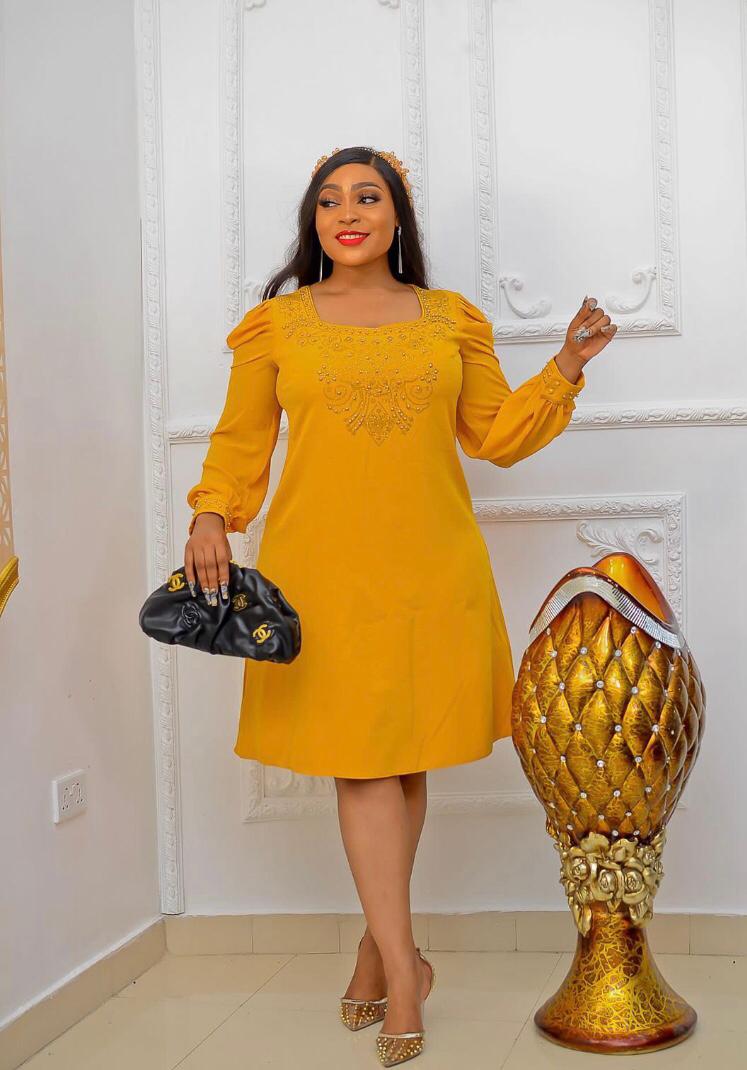 Elegant Turkey Dresses Design 01(Yellow)