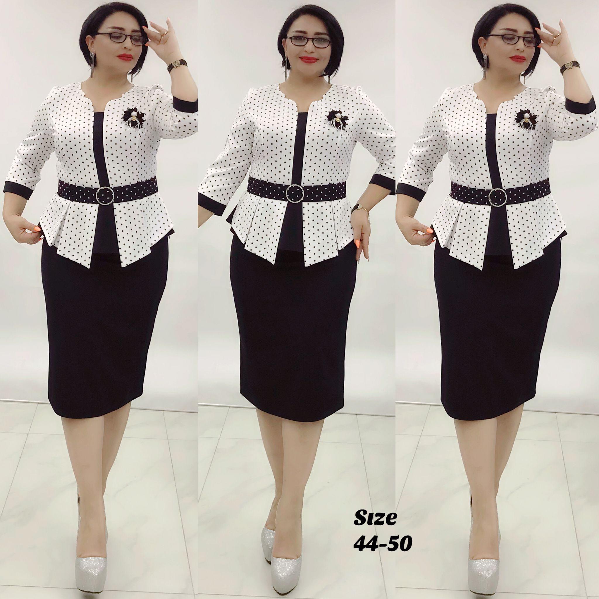 Elegant Classy Turkey Skirt Suit 01(Black-white)